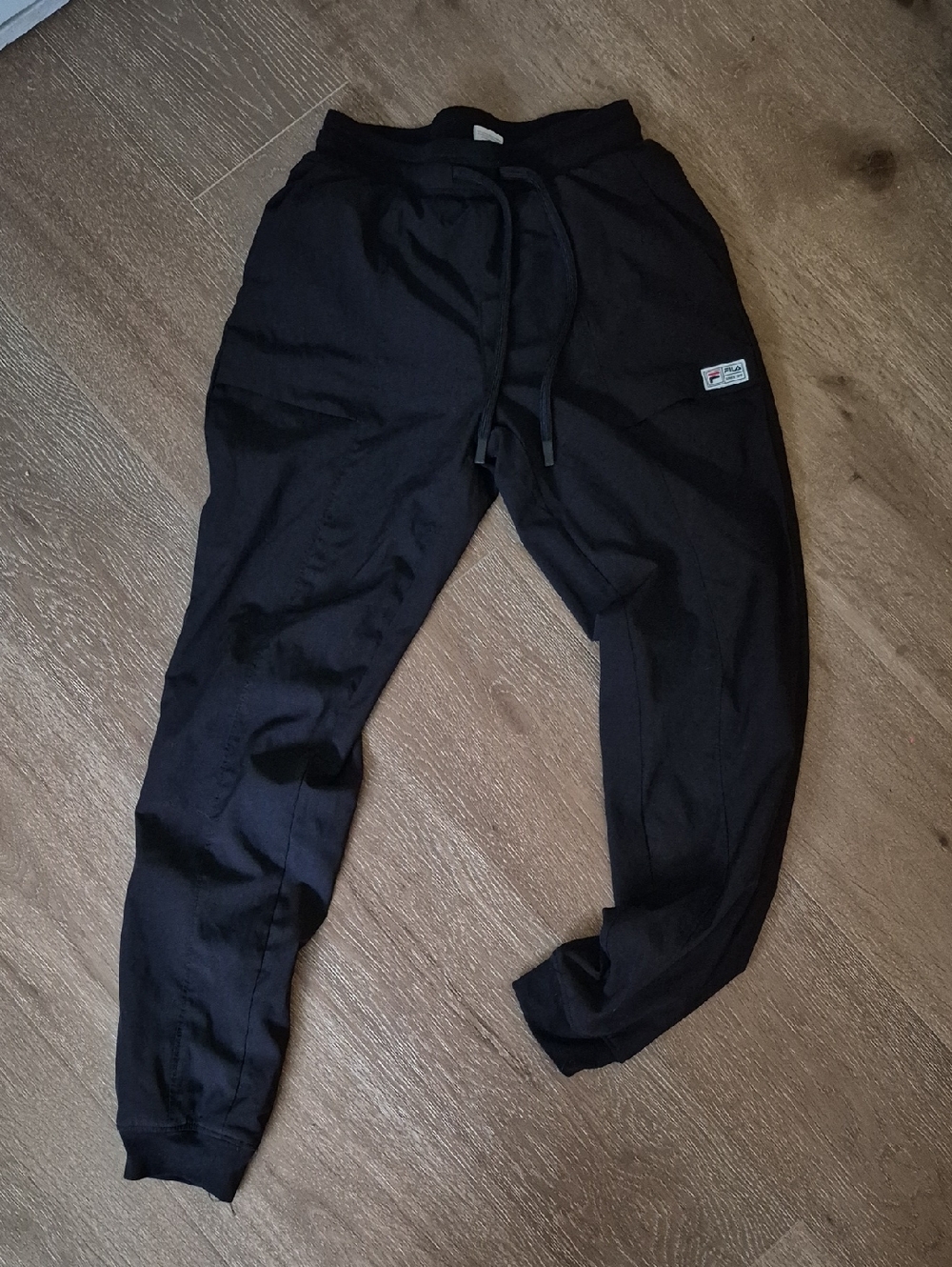 Fila Black Slim Jogger Track Pants with Logo Patch